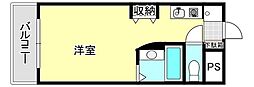 ルエメゾンロワール西新 ワンルームの間取図画像