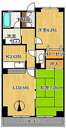 ファンタジーグリーンパレス 2LDKの間取図画像
