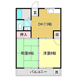第5土佐コーポ 2DKの間取図画像
