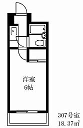 メゾン南行徳 1Kの間取図画像