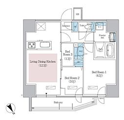 アーバネックス浅草橋Front 3LDKの間取図画像