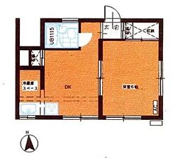 コーポ羽沢 1階1DKの間取り