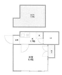 カーサ川口 2階1Kの間取り