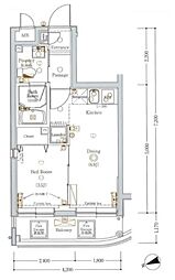 AXAS等々力 1DKの間取図画像