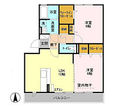 ラポール 2階2LDKの間取り
