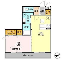 アルバ・グラートB 1LDKの間取図画像