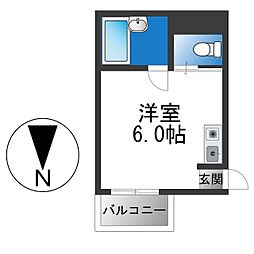 ハイツ菱屋 ワンルームの間取図画像