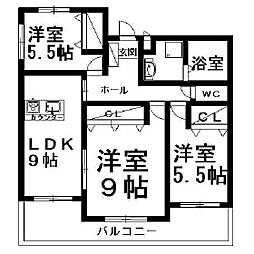 レアールカーサK 3LDKの間取図画像
