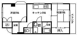 小沢ハイツ 2DKの間取図画像