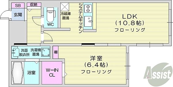 北海道札幌市中央区南十七条西14丁目(賃貸マンション1LDK・4階・42.04㎡)の写真 その2