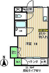 プチメゾンフルールとべ ワンルームの間取図画像