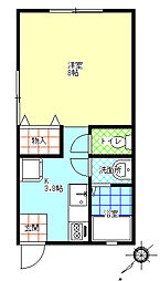 ローズウッド 1Kの間取図画像