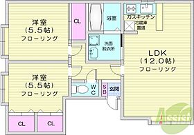 ブロス510  ｜ 北海道札幌市北区屯田五条10丁目（賃貸アパート2LDK・3階・51.84㎡） その2