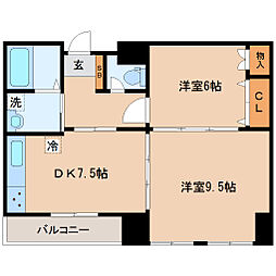 ＨＦ仙台レジデンスＥＡＳＴ 11階2DKの間取り