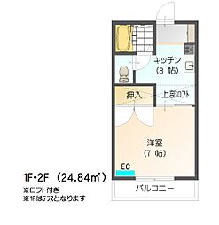 レリアンス 1Kの間取図画像