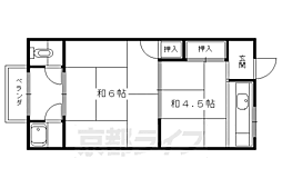 京都地下鉄東西線 椥辻駅 徒歩19分の賃貸アパート 1階2Kの間取り