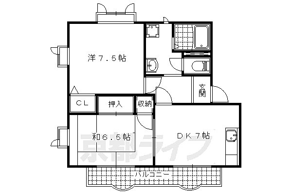 京都府京都市山科区小山中ノ川町(賃貸アパート2DK・2階・50.69㎡)の写真 その2