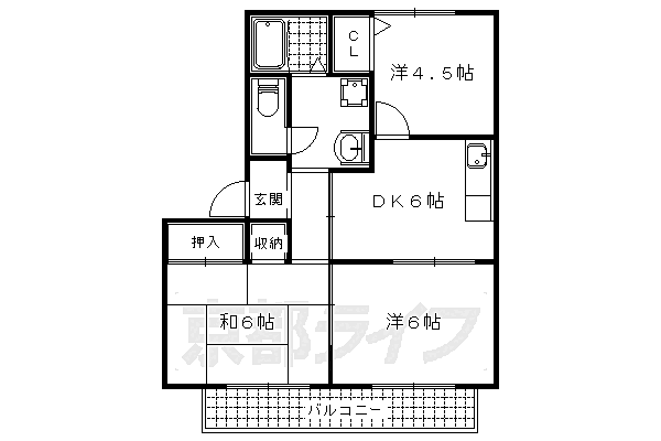 京都府京都市山科区小山谷田町(賃貸アパート3DK・2階・53.00㎡)の写真 その2