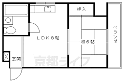 京都地下鉄東西線 椥辻駅 徒歩4分の賃貸マンション 4階1LDKの間取り
