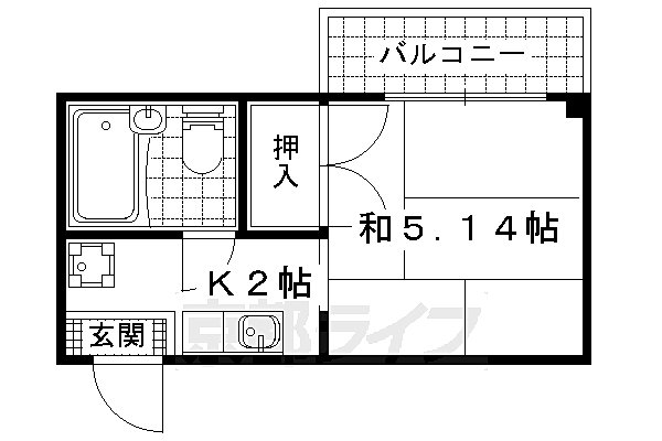 京都府京都市山科区四ノ宮川原町(賃貸マンション1K・2階・14.58㎡)の写真 その2