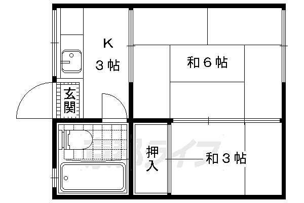 京都府京都市山科区西野山欠ノ上町(賃貸アパート2K・1階・24.00㎡)の写真 その2