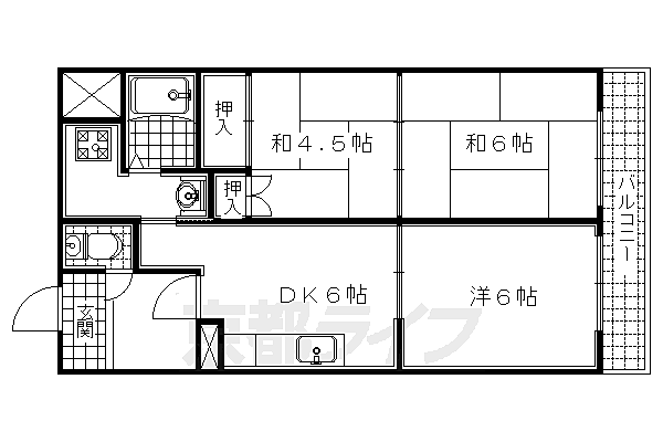 ヒルズシンメイ 302｜京都府宇治市神明宮東(賃貸マンション3DK・3階・52.25㎡)の写真 その2