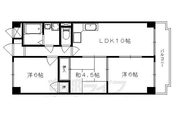 京都府京都市山科区勧修寺閑林寺(賃貸マンション3LDK・1階・59.45㎡)の写真 その2