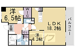 京都地下鉄東西線 東野駅 徒歩1分の賃貸マンション 2階2LDKの間取り