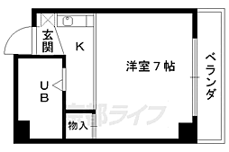 スイトピー桃山 4階1Kの間取り