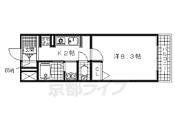 エーデルワイス宇治 5階1Kの間取り