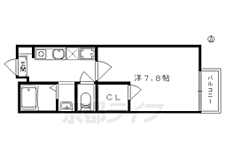 JR東海道・山陽本線 山科駅 徒歩9分の賃貸アパート 1階1Kの間取り