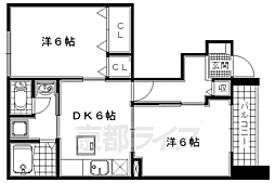 近鉄京都線 狛田駅 徒歩11分の賃貸アパート 1階2DKの間取り