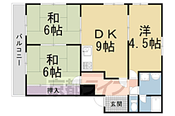 JR片町線(学研都市線) 津田駅 徒歩9分の賃貸マンション 2階3LDKの間取り