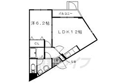 アロッジオ指月 2階1LDKの間取り