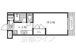 コート木幡 2階1Kの間取り