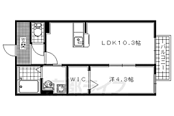 JR奈良線 上狛駅 徒歩9分の賃貸アパート 1階1LDKの間取り