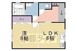 木幡南山貸家 1LDKの間取り