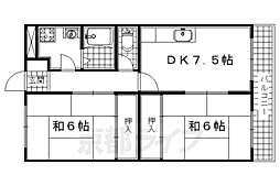 久御山ファーストマンション 2階2DKの間取り