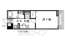 京阪本線 牧野駅 徒歩17分の賃貸アパート 2階1Kの間取り