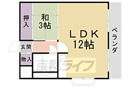 JR東海道・山陽本線 山科駅 徒歩10分の賃貸マンション 3階1LDKの間取り