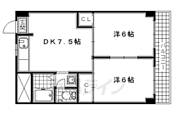 JR奈良線 棚倉駅 徒歩12分の賃貸アパート 3階2DKの間取り