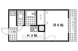 リバーサイド車田 3階1Kの間取り