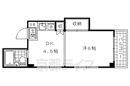 京都地下鉄東西線 東野駅 徒歩2分の賃貸マンション 3階1DKの間取り