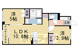 パラシオ久御山　Ｂ棟 101 1階2LDKの間取り