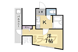 京祝ビルアルティスタ丸太町 1Kの間取図画像