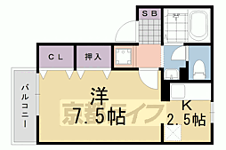 プレミール・ルナ 1Kの間取図画像