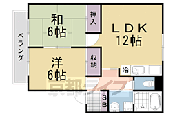 サンハウス桂 2LDKの間取図画像
