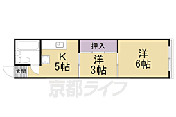 ハイツ東山 2DKの間取図画像