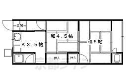 ホームワカミヤ 2DKの間取図画像