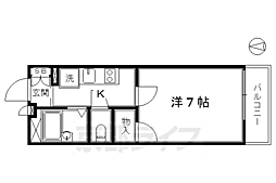 レオパレスヘイアン 1Kの間取図画像